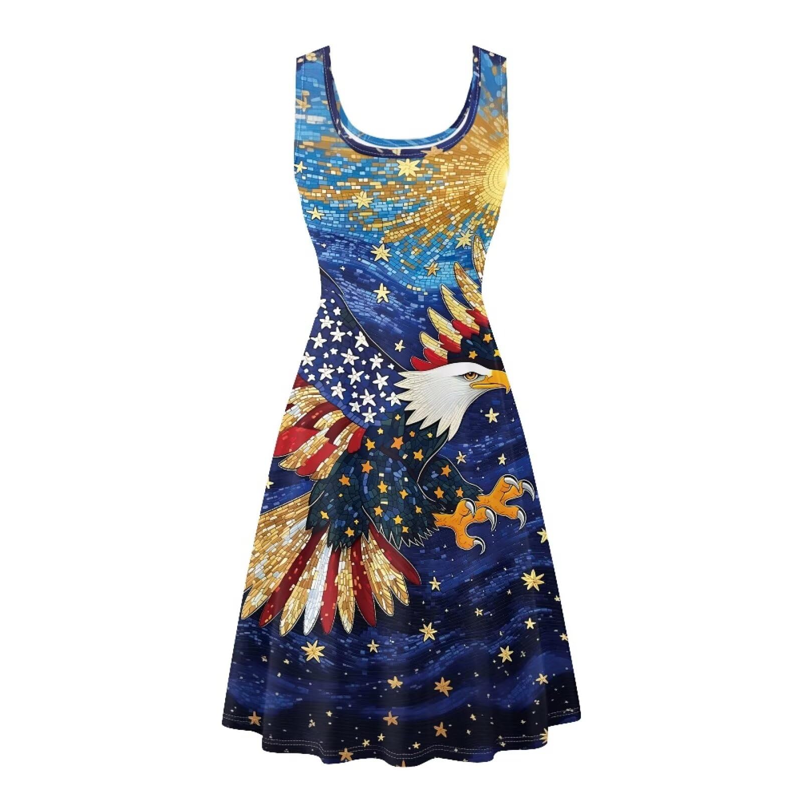 Dreaweet Casual Sleeveless Dresses for Women Girls, Round Neck Tank Dresses with Pockets Summer Sundress Size XS-4XL