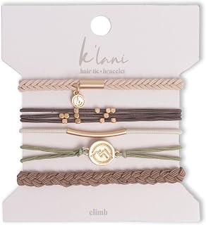K'lani Climb Hair Tie Bracelets - Elastic Ponytail Holder - Small | Doubles as stylish jewelry; strong-hold ponytail holder; gift for birthdays, Mother's Day & graduation; set of 5