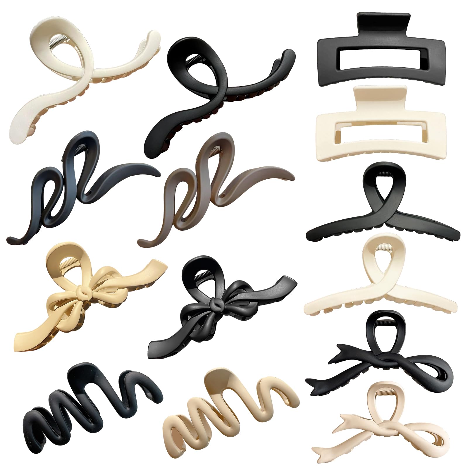 Wesoke 14 Pack Large Hair Clips Claw Clip for Women Thick Hair, Multi-Style Strong Hold Jaw Clips for Long, Curly, Thin & Straight Hair, 4.3-5.1 Inch Non-Slip Big Hair Clips for Women