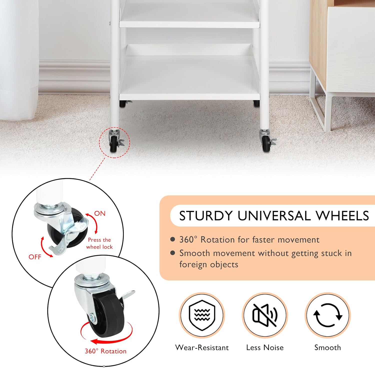 LEIBOU Beauty Salon Trolley Cart Hair Station with Wheels, Tray Cart with 1 Drawer & 2 Trays, Medical Esthetic Supply Holder for Massage Tattoo Facials