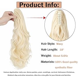 Mitrygreen Claw Clip Ponytail Extension 18 Clip in Wavy Ponytail Hair Extensions Long Pony Tails for Women Extensions Bleach Blonde Wave Hairpiece