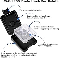 Vista 5 de Lonchera Bento para niños con termo de sopa de 10 onzas, recipientes de almuerzo a prueba de fugas con 4 compartimentos, tarro térmico