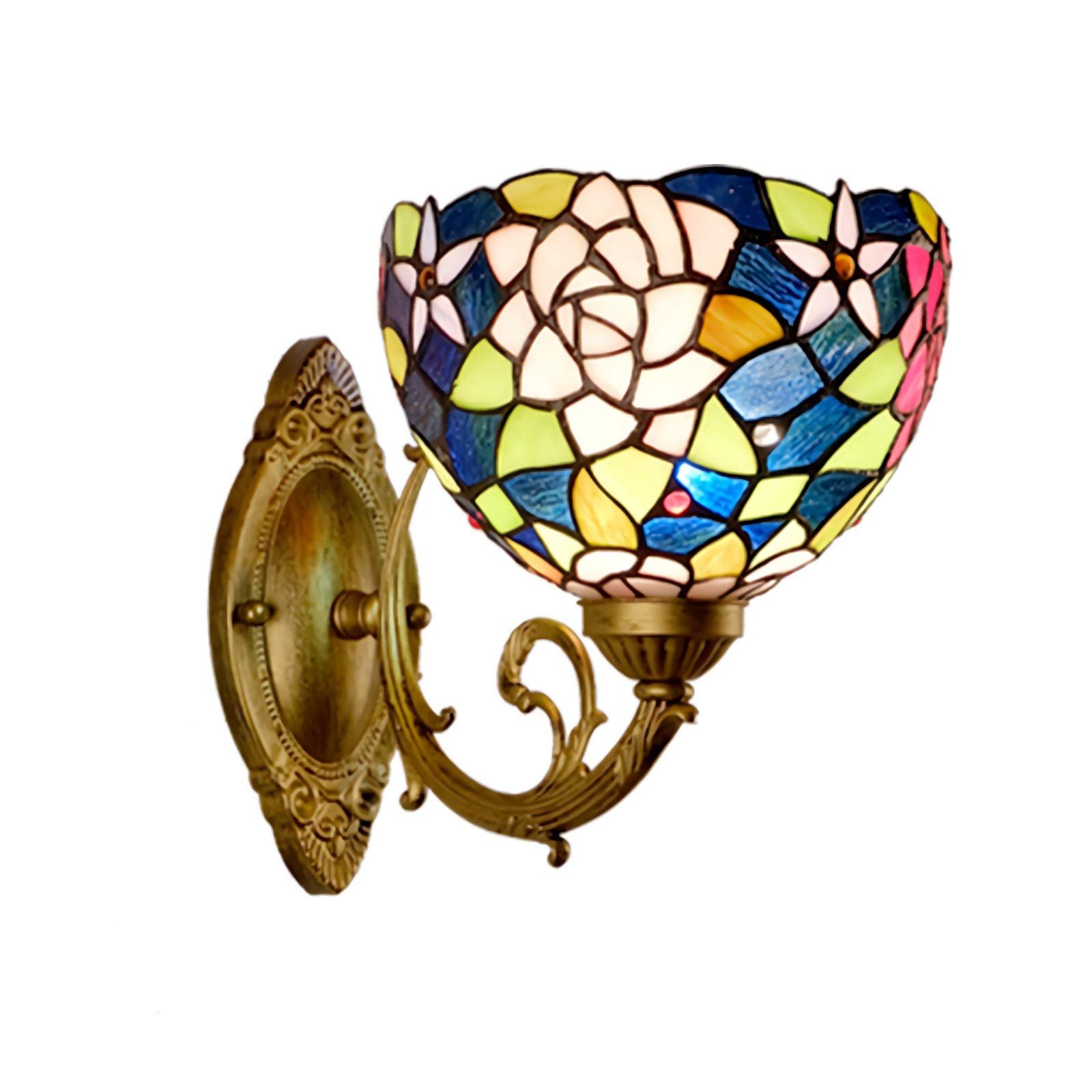 Tiffany Style Stained Glass Wall Lamps & Sconces, 1 Light, E26/E27 Base Vintage Wall Light Fixtures for Bedroom Living Room Bathroom Hallway Indoor Lighting, 110-240V(No Bulb),5