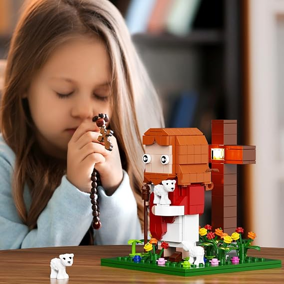 Jesus Building Block Set, The Shepherd God,Compatible with Lego Jesus Building Toy, Bible Story Jesus Figures with LED Light,Easter, Christmas, Christian Gift for Adults and Kids Age 6+(331PCS)