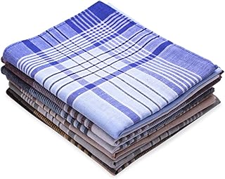 6 Pcs Men's Handkerchiefs, Soft Cotton Pocket Handkerchiefs 40x40cm Squares Hankies Checkered Handkerchiefs For Men