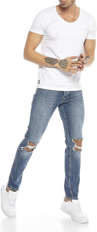 Red Bridge Pantalones Rotos para Hombres Vaqueros Denim Negro Jeans:  Amazon.es: Ropa