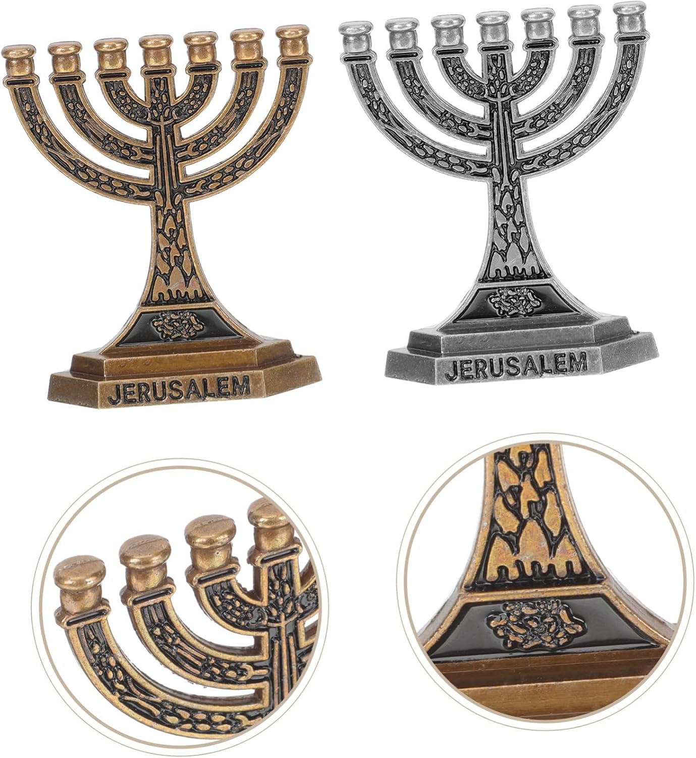 2pcs Arm Jewish Menorah Candlestick Metal Candle Holder Decorative Festival Centerpiece for Hanukkah and Home Vintage Style