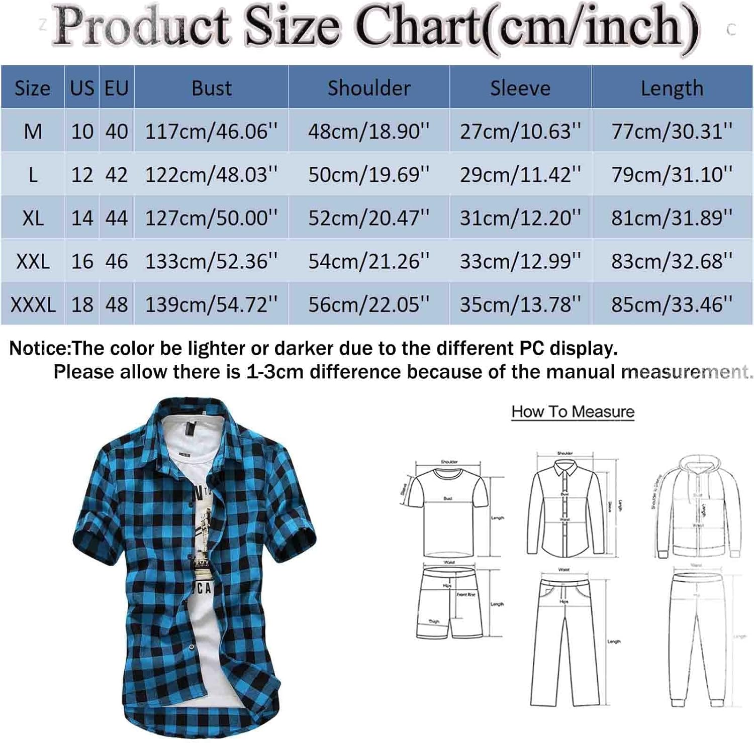 Day Costume Men Male Short Sleeve Lattice Plaid Painting Large Size Casual Top Blouse Shirts Sky Blue : Clothing, Shoes & Jewelry