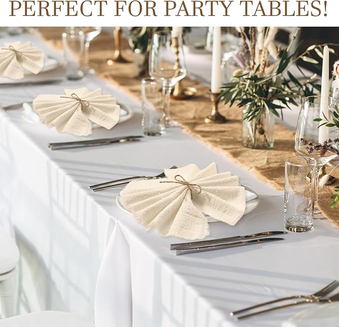 Servilletas de Tela Preboun 24 Unidades Algodón Cuadradas 42x42 cm Color Marfil miniatura 5