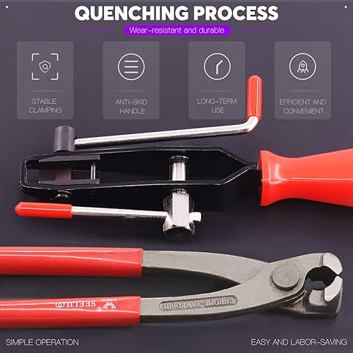 Miniatura 4 de Swpeet 10 alicates de abrazadera de oreja con kit de abrazaderas de arranque CV, alicates de amarre para botas de oreja, kit de herramientas de