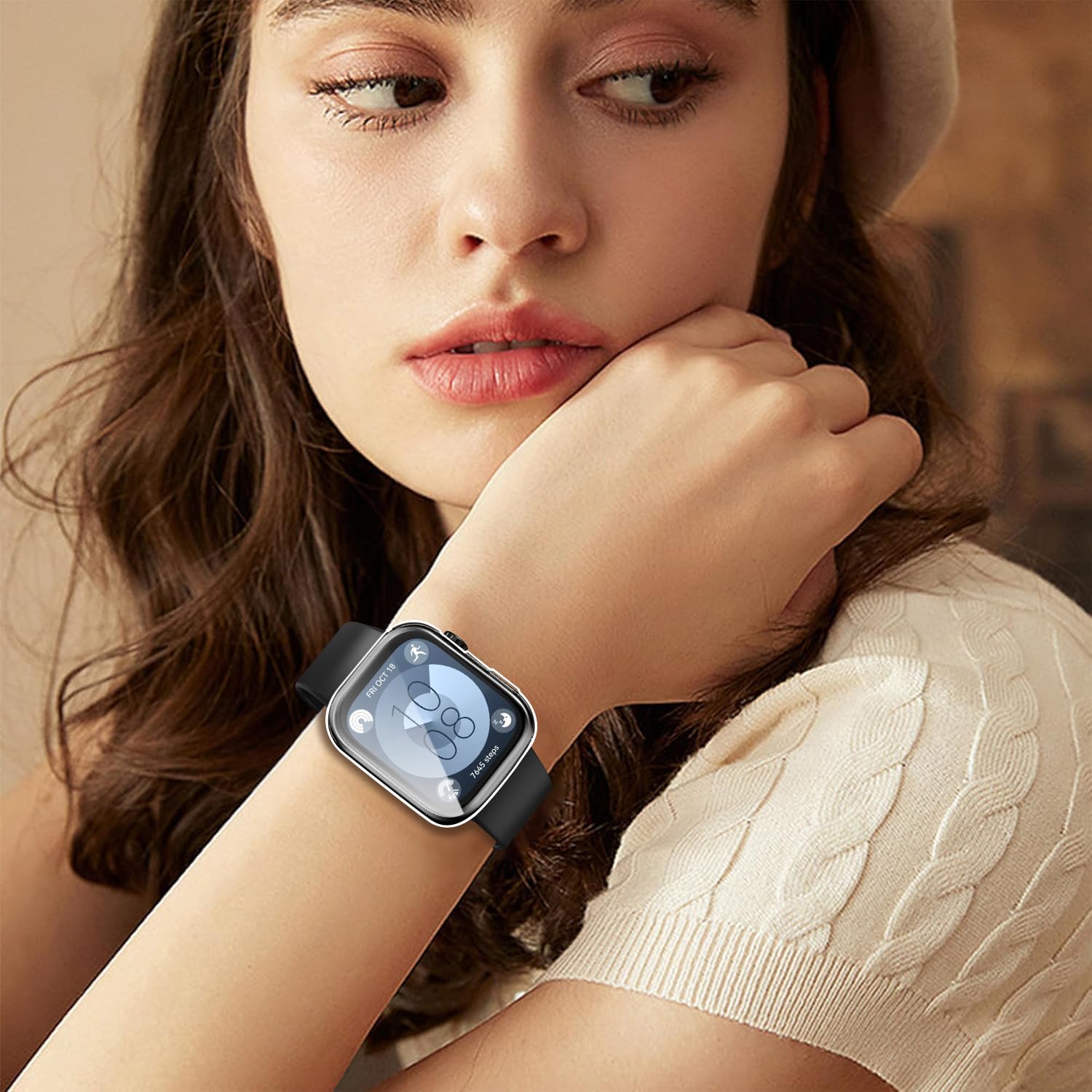 ivoler 3 sztuki etui z osłoną ekranu do Huawei Watch Fit 3, pełne etui ochronne z miękkiego TPU cienkie, odporne na wstrząsy etui odporne na zarysowania (2 przezroczyste 1 czarne)