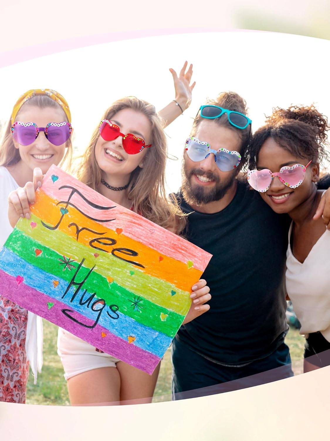 30 Pairs DIY Sunglasses Decorating Kit Heart Shaped Glasses Bulk Popular Party Favors with Letter Beads Rhinestones Stickers and Glues for Holiday Women - Image 6