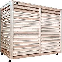 Wärmepumpe Verkleidung Klima Sichtschutz Abdeckung aus Holz naturbelassen für Außengeräte Klimaanlage 100 cm x 83 cm x 53 cm