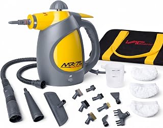 Vapamore MR-75 Amico Handheld Steam Cleaner for Bed Bugs, Auto & Grout | Portable handheld steam cleaner; 210°F chemical-free steam; kills dust mites; heats in 4 min; 3.5 lbs; 17 accessories