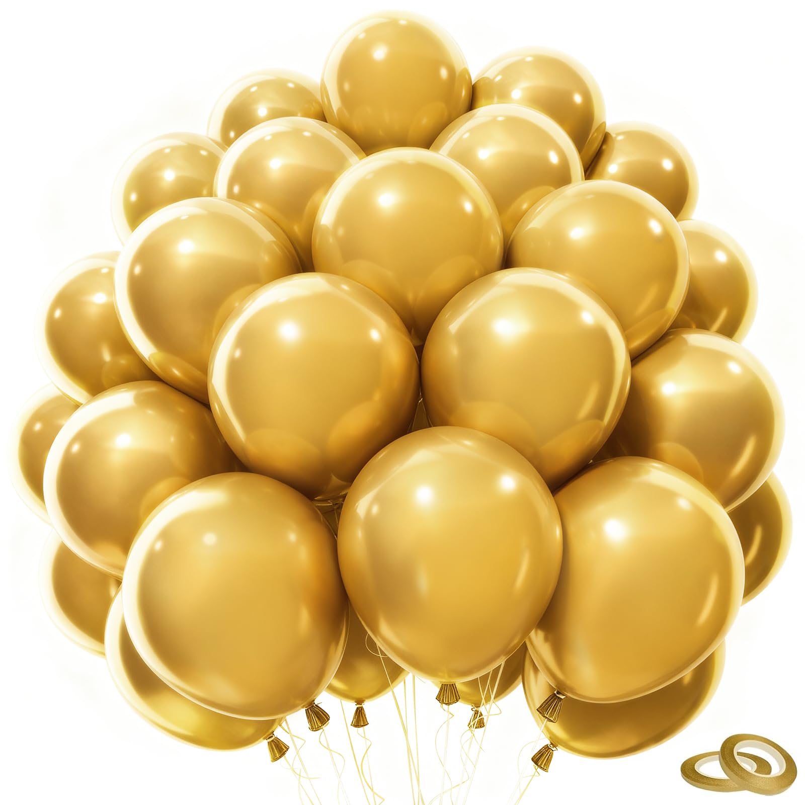 Gold Balloons 100 Pack, YianHien 12 Inch Thick Latex Gold Party Balloons for Birthday Anniversary Wedding Engagement Graduation Theme Party Decorations, New Years Eve Decorations 2026