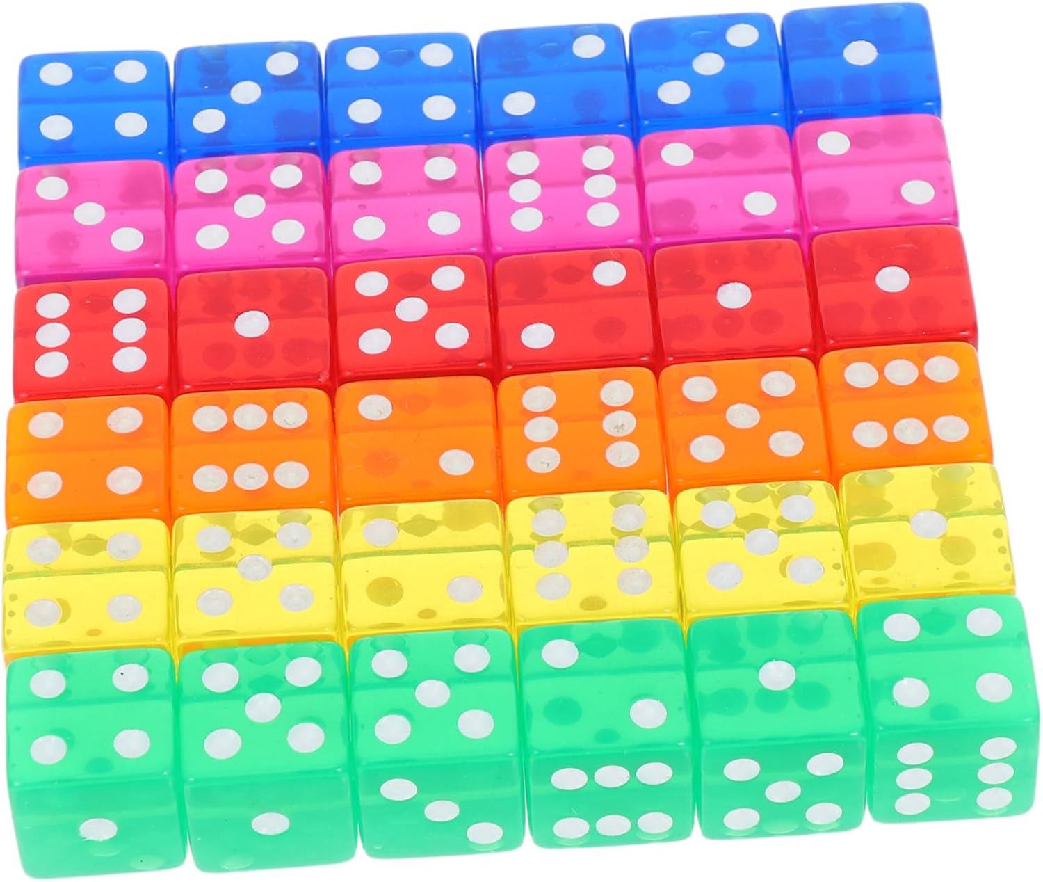 36pcs Acrylic Dice Set with Transparent Square Corners for Board Games Math Teaching Tools Classroom Use and Clear Game Accessories for Party Activities