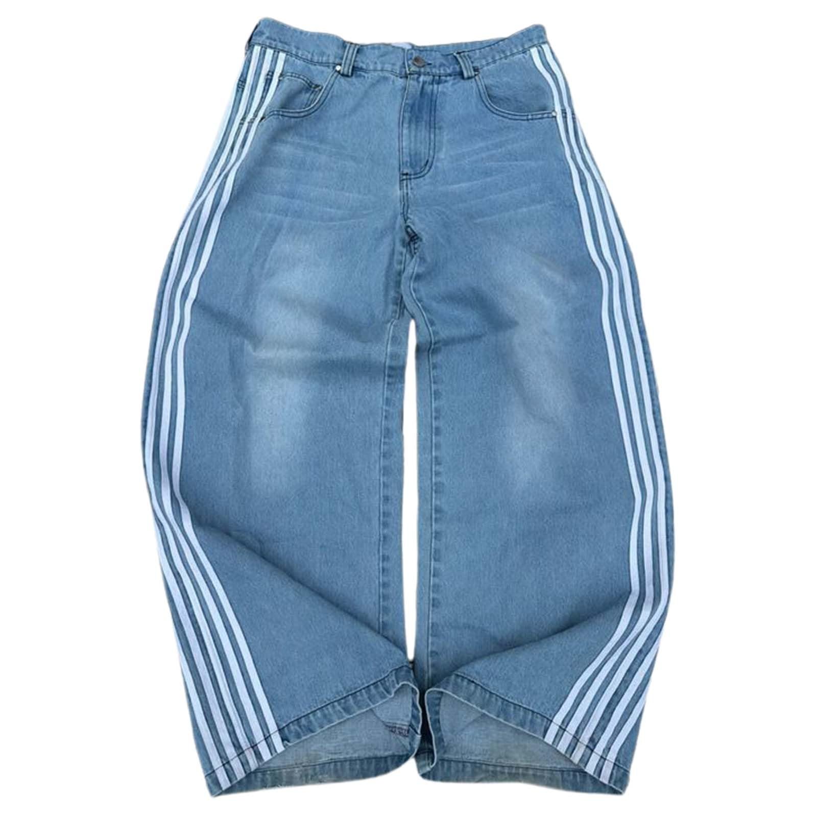 2026 Jeans da donna in stile retrò con design a righe | Pantaloni larghi con gamba dritta per uomini e donne | Jeans lunghi casual