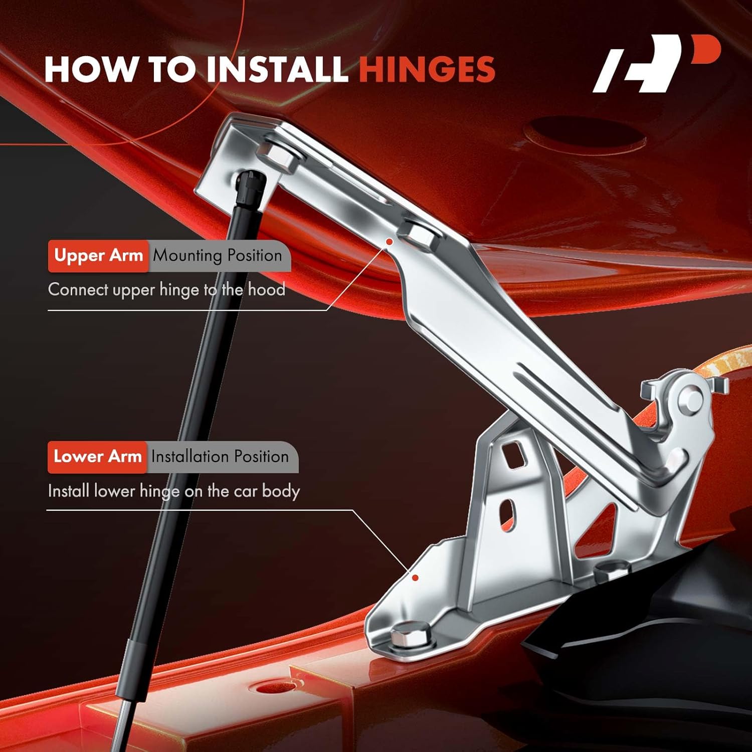 A-Premium Driver and Passenger Hood Hinges Compatible with Chevrolet Chevy Spark 2016-2022 Hatchback, Set of 2 Front Left and Right Side Hood Hinges, Replace# 42333403, 42333404