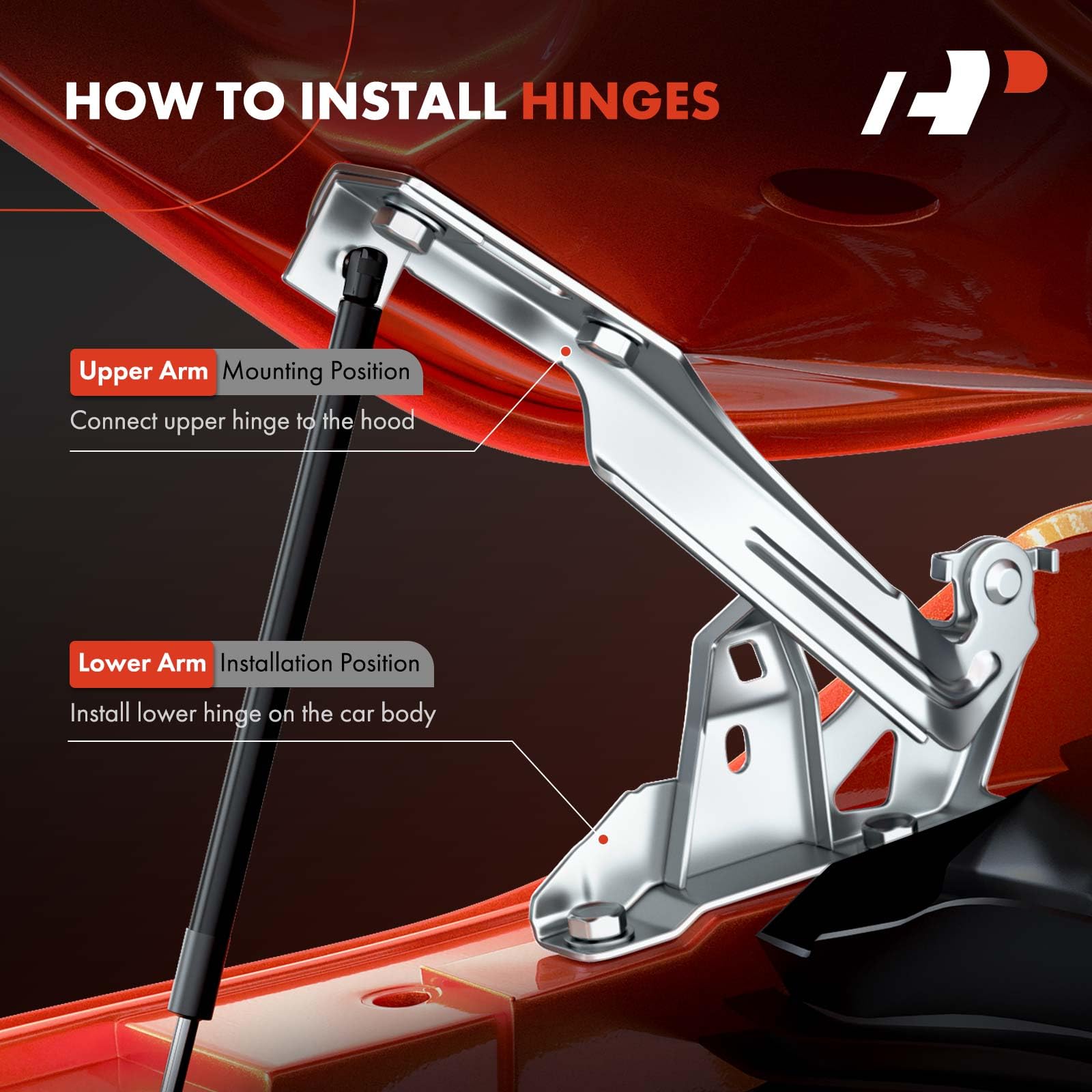 Pair Of Hood Hinges For 2018-2023 Nissan Kicks – Left & Right, Metal