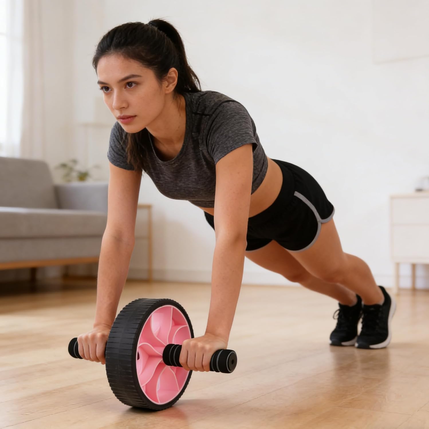 Outanaya Ab Roller Abdominal Wheel Core Training Fitness Equipment Lightweight Portable Exercise Wheel for Home Workout 9.84X6.81X1.69 Inches Build Abs Burn Calories