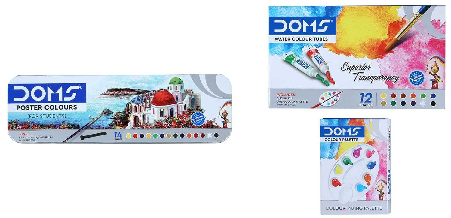 DOMS Poster Colour 14 Shades & DOMS Water Color Tube 12 Shades ...