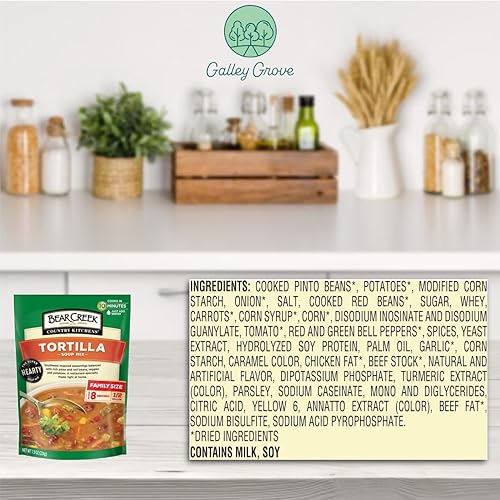 Miniatura 3 de Mezcla de sopa seca con solo añadir agua con tortilla Bear Creek Country Kitchens, paquete de 3, preempaquetada a granel, cocina en 10 minutos, 24