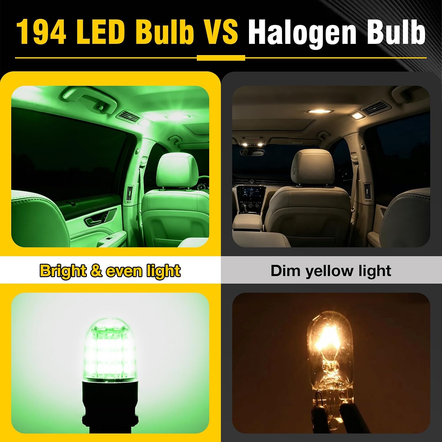 ecocstm 10 PCS 194 LED Bulb, T10 168 W5W 2825 3030 LED Replacement Bulbs image 3