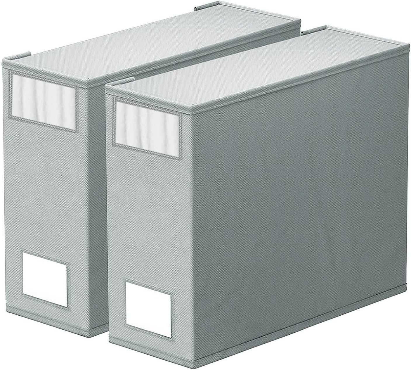 Bed Sheet Organizers and Storage 2 Pack, Foldable Linen Closet Organizer with Window and Label, Bedding Folder Storage Box, Duvet Cover Set, Bed Sheet Set Window XL (Queen & King Size) Gray