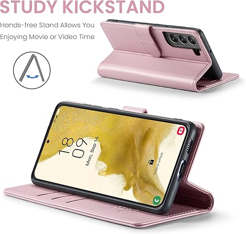 Miniatura 4 de Funda tipo cartera para Samsung Galaxy S22 con bloqueo RFID, soporte para tarjeta de crédito, de piel sintética, con función atril, protección a