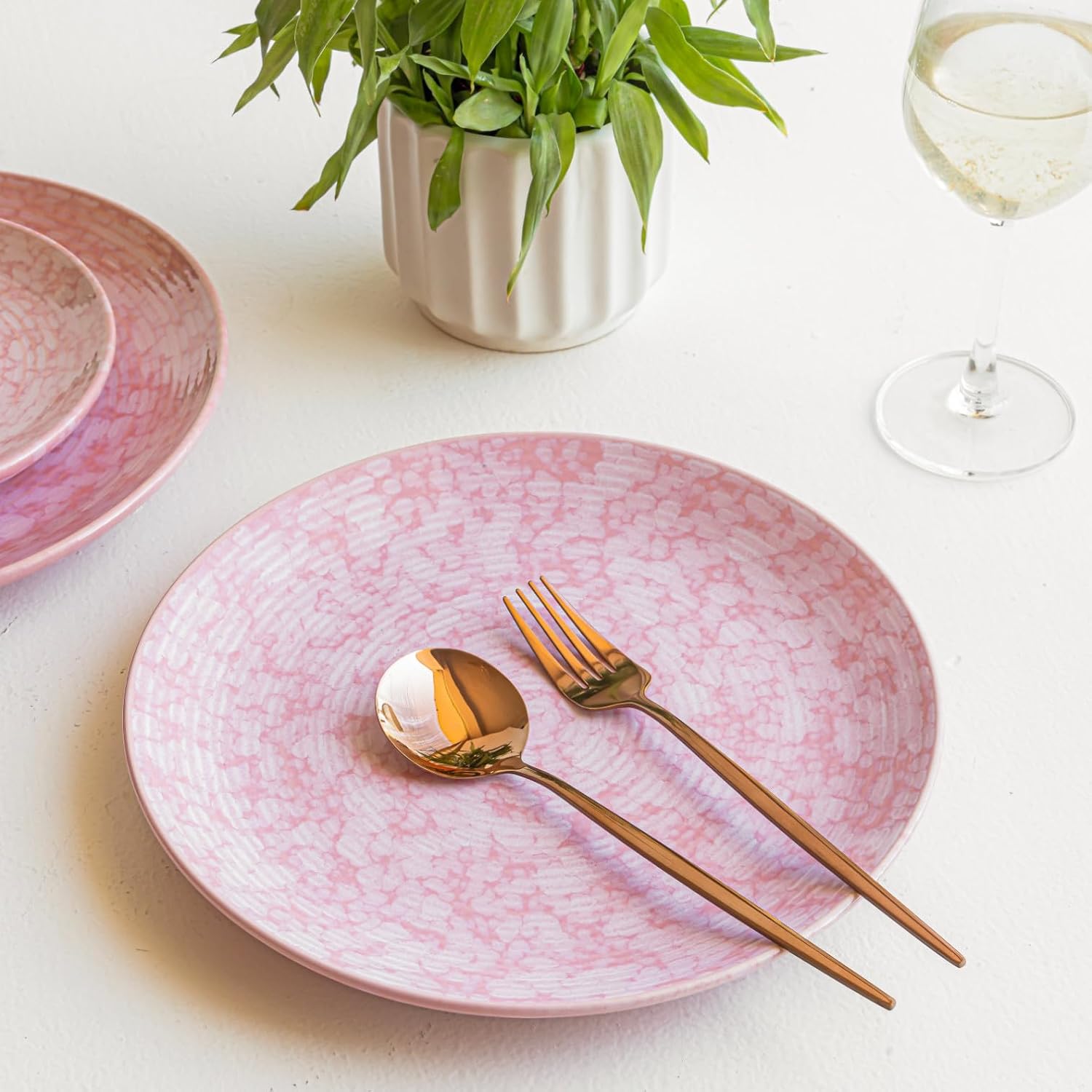 Buy Claymistry Ceramic Dinner & Snacks Rose with Ridges Plate, Set of 1 ...