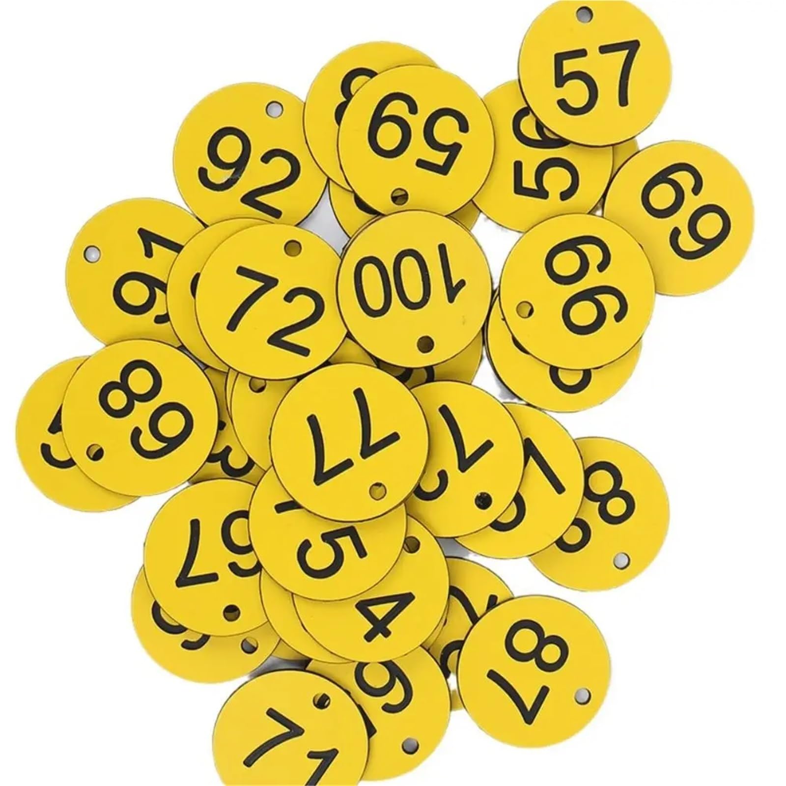 BTYQKZVPM Discs Table Numbers, Round Plastic Engraved Number Tags ABS 100PC Numbers 1-100 3.5cm
