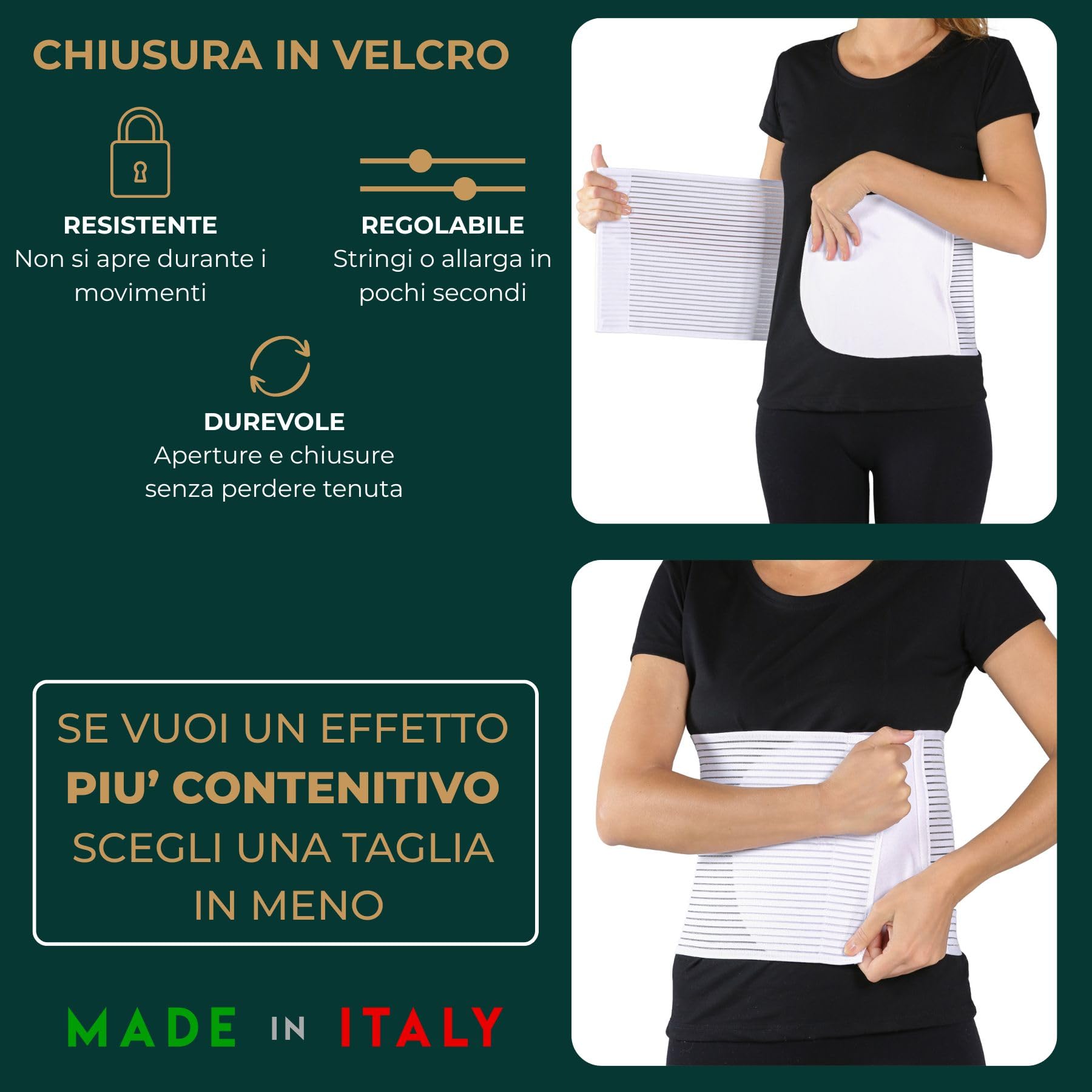 Easy8 – H28/80 Pancera Contenitiva Uomo Donna, Pancera Post Parto, Altezza 28 cm, Fascia Addominale Post Operatoria, Elastica, Guaina, Lombare, Corsetto, Chiusura a Strappo Regolabile