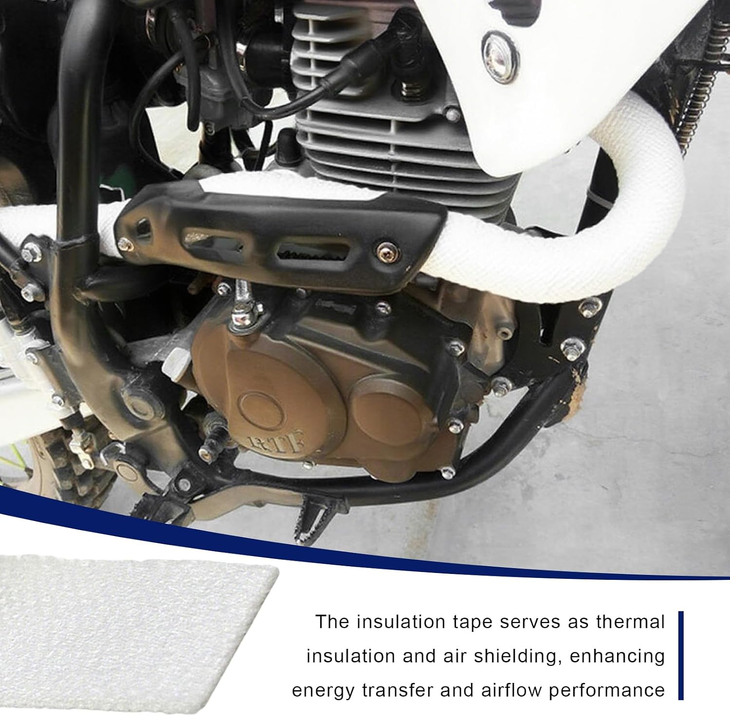 Exhaust Heat Wrap, 2" x 16.5' Fiberglass High Temp Exhaust Muffler Tape with Stainless Locking Ties, Heat Resistant Exhaust Pipe Insulation Roll for Car Motorcycle Truck (White)
