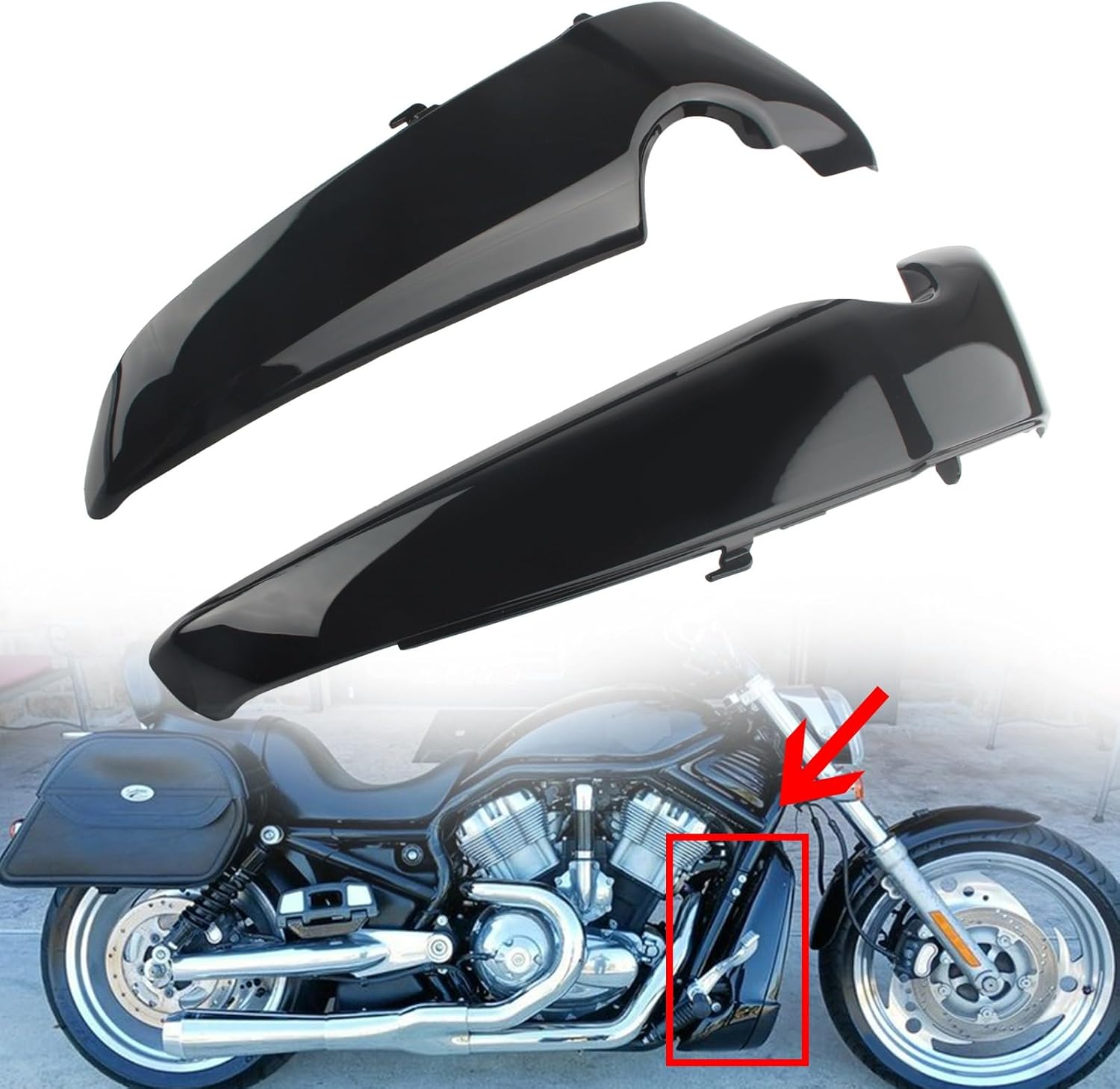 Black Left Right Radiator Side Covers Shrouds Panel Fairing for Harley V Rod VROD VRSC 2001 & Up