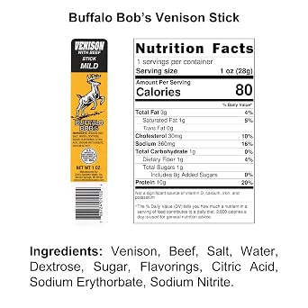 Buffalo Bob's Meat Sticks (6 Pack) - Venison Mild