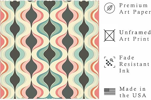 Miniatura 2 de Ethan Taylor Abstract Wall Art Prints Unframed Square Posters 'Retro 70s Hippie Groovy Pattern VII' Retro Home Décor for Living Room, Bedroom,