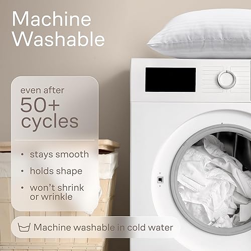 Miniatura 6 de Paquete de 12 protectores de almohada de tamaño estándar de 20 x 26 pulgadas, mezcla de satén de algodón, alta cantidad de hilos, color blanco, con