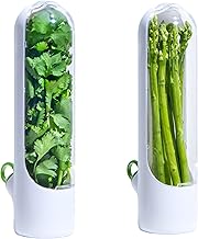 منظم أعشاب للمطبخ وللثلاجة، للحفاظ على الأعشاب والخضروات طازجة، بما في ذلك النعناع والبقدونس والثوم وإكليل الجبل والزعتر والشبت، لون شفاف (طقم مكون من قطعتين)