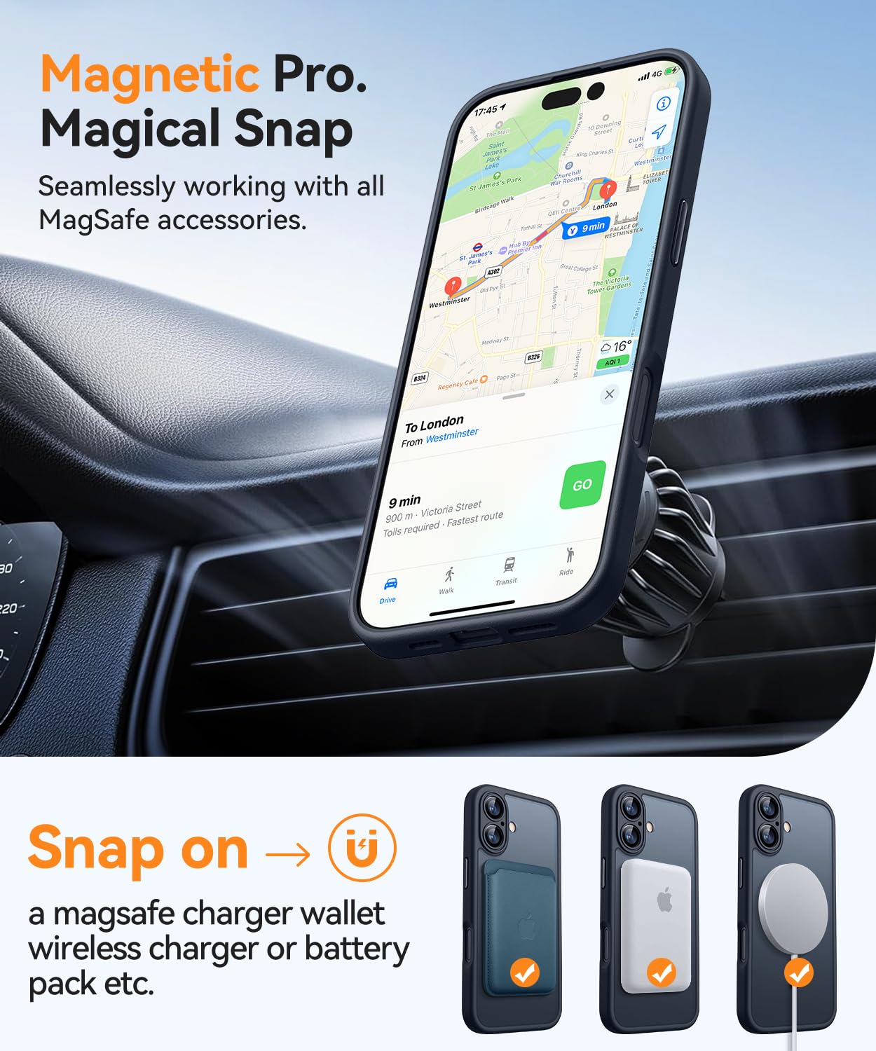 CANSHN Cover Magnetica per iPhone 17(6,3 Pollici), Compatibile con MagSafe, [Protezione Completa Della Fotocamera], Custodia Traslucida Opaca Protettiva Sottile Antiurto,Nero
