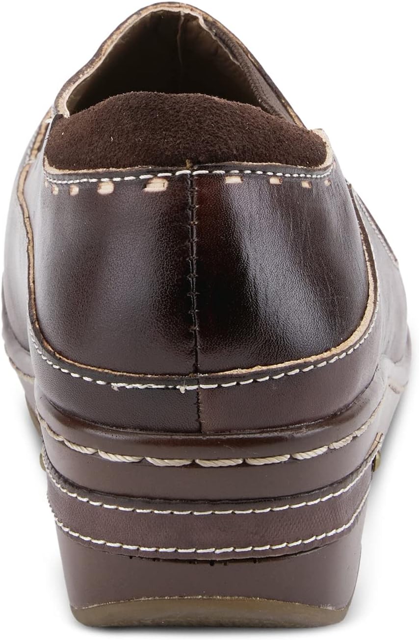 Spring Step L'artiste Burbank Leather Clogs for Women | Designer Hand-Painted Slip-On Shoes | Ladies Casual Platform Clog