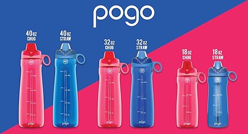 Miniatura 5 de Pogo Plastic Water Bottle with Soft Straw Lid and Carry Handle, BPA Free, Dishwasher Safe