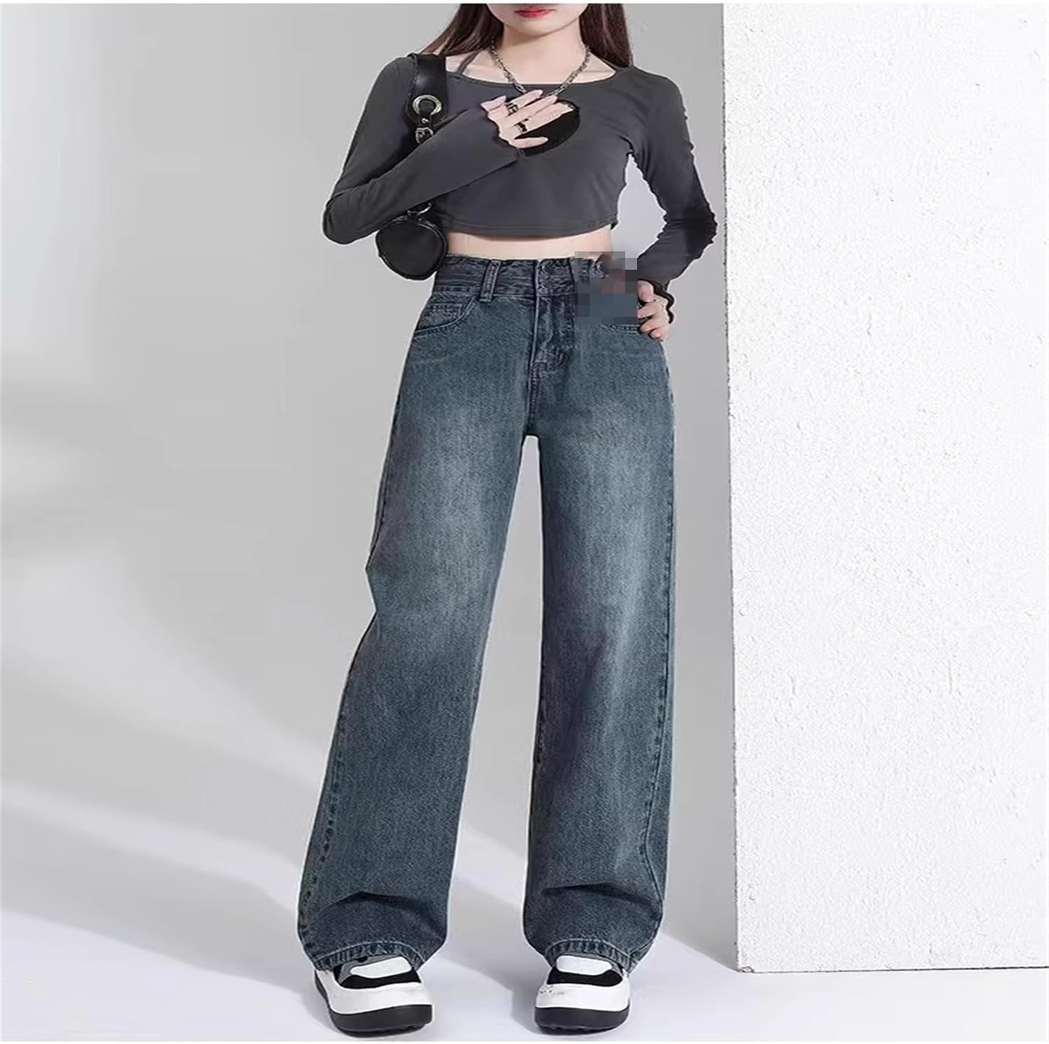 Ladies' Wide-Leg High-Waisted Loose Straight-Leg Pants for Spring