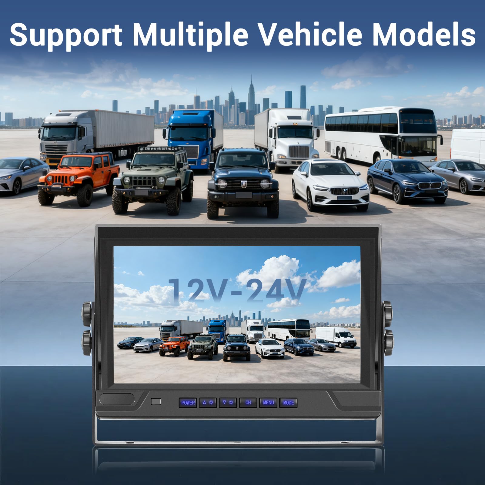 Hikity Telecamera di Retromarcia Senza Fili 9" 1080P HD per Auto/Camion/SUV/12-24V, Installazione Rapida con Visione Notturna e Impermeabilità IP68