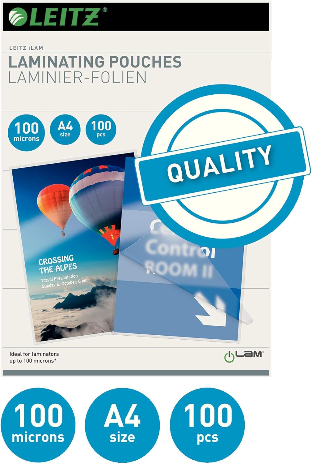 Leitz 33826, Clear Pocket A4, 100 Mic Leitz, 100 Pcs.