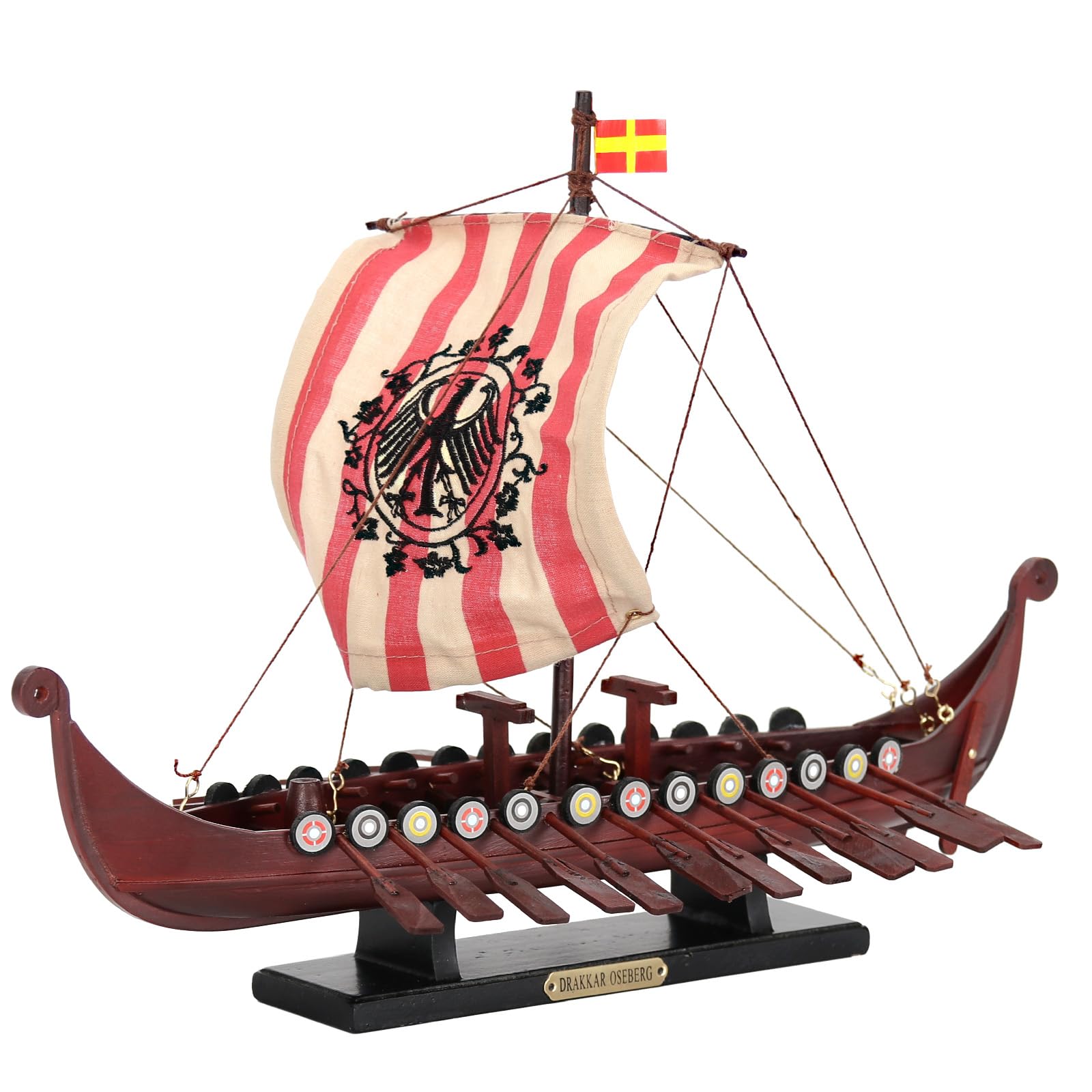 NAUTIMALL Wooden Viking Ship Model, 14 Inch Long, Table Top Boat Decor Collection