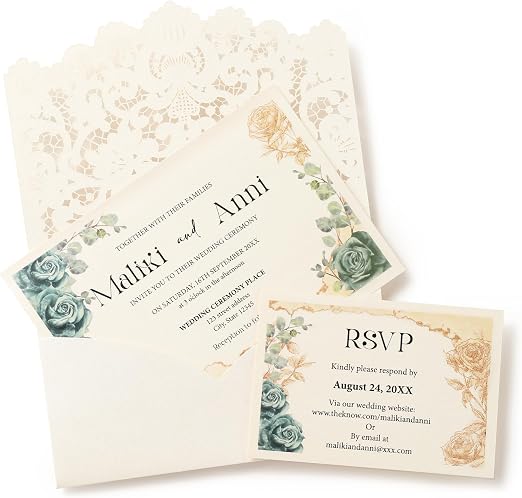 Amazon Invitation Amazon.com : FANEYA 50pcs Custom Wedding Invitations with Envelopes and ...