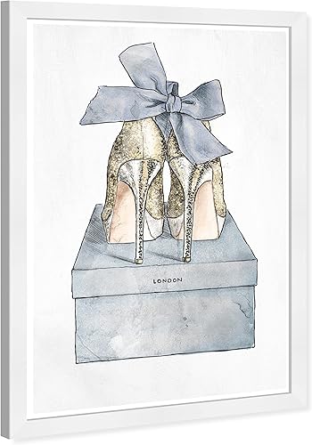 Miniatura 2 de Wynwood Studio Fashion and Glam - Marco de papel blanco contemporáneo, par romántico azul, arte de pared para sala de estar, dormitorio y baño, 13 x