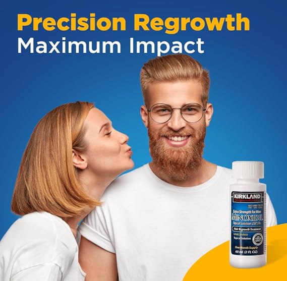 KIRKLAND SIGNATURE Minoxidil 5% Hair Regrowth Treatment for Men | 6 Months Supply | Topical Solution | Extra Strength | Clinically Proven | Unscented Drops | Dropper & Sprayer Included