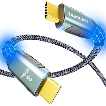 240W for Thunderbolt 3 Cable 1.6 ft, Support 8K@60Hz, 4K@144Hz 40Gbps / 240W PD Charging for iPhone 16/15, USB4, MacBook Pro, Docking, eGPU, SSD, Surface Pro