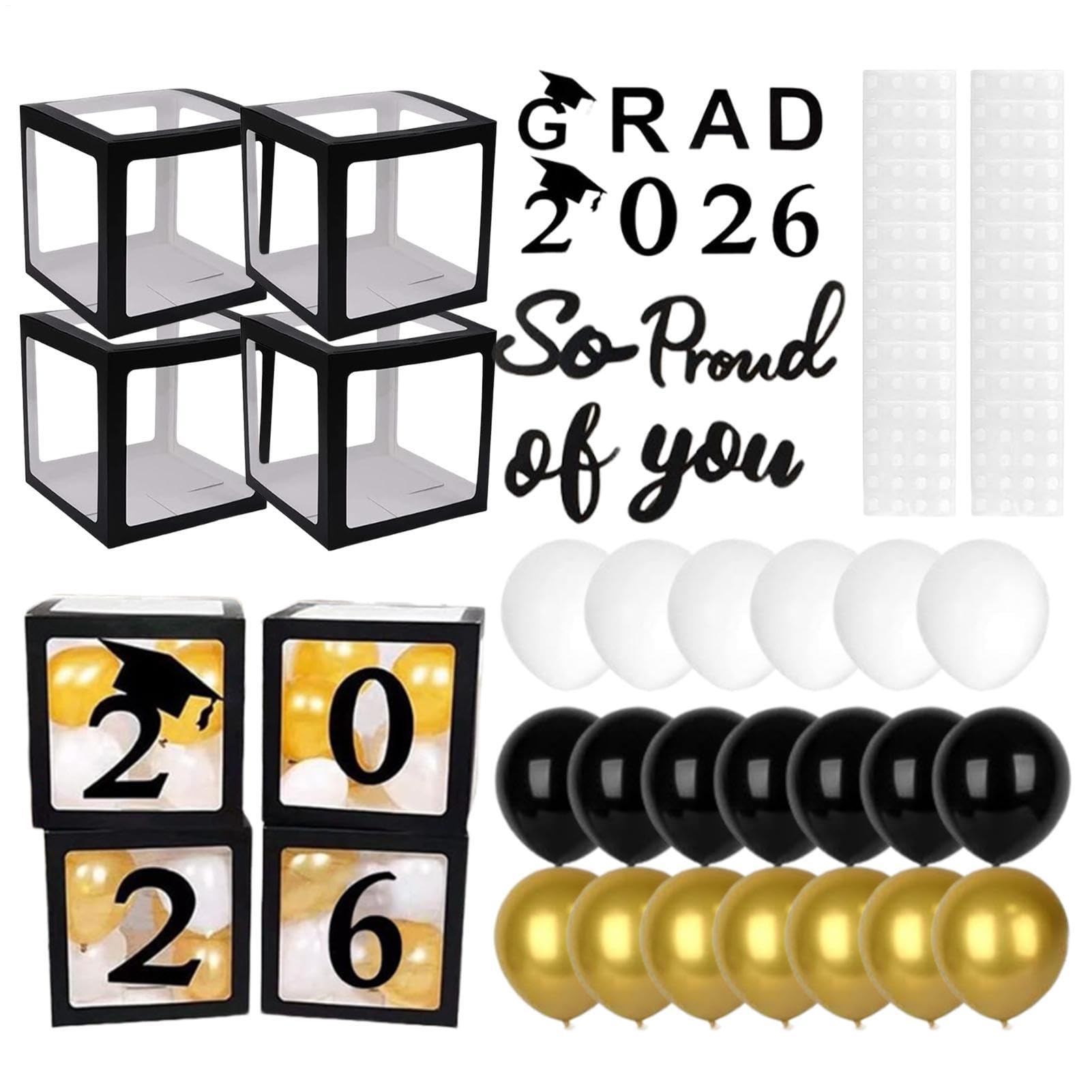 Décorations pour la graduation 2026 avec arche de ballons et boîtes de table - 8